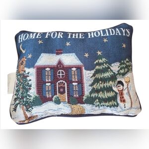 Holiday Throw Pillow with Winter Scene Decor